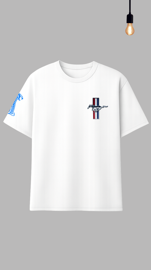 “Blue Striped Muscle Car” Graphic Relaxed Fit Drop Shoulder Tee- DARKWYN Originals