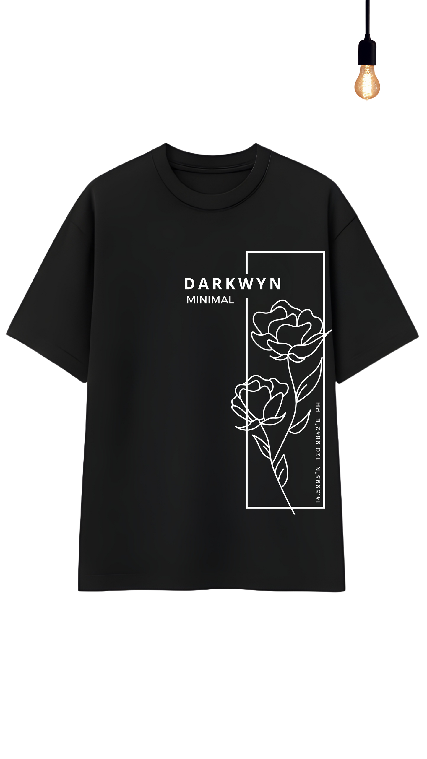 Monochrome Floral Premium Drop Shoulder T-Shirt- DARKWYN Originals