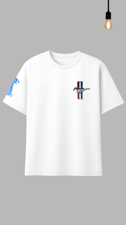 “Blue Striped Muscle Car” Graphic Relaxed Fit Drop Shoulder Tee- DARKWYN Originals