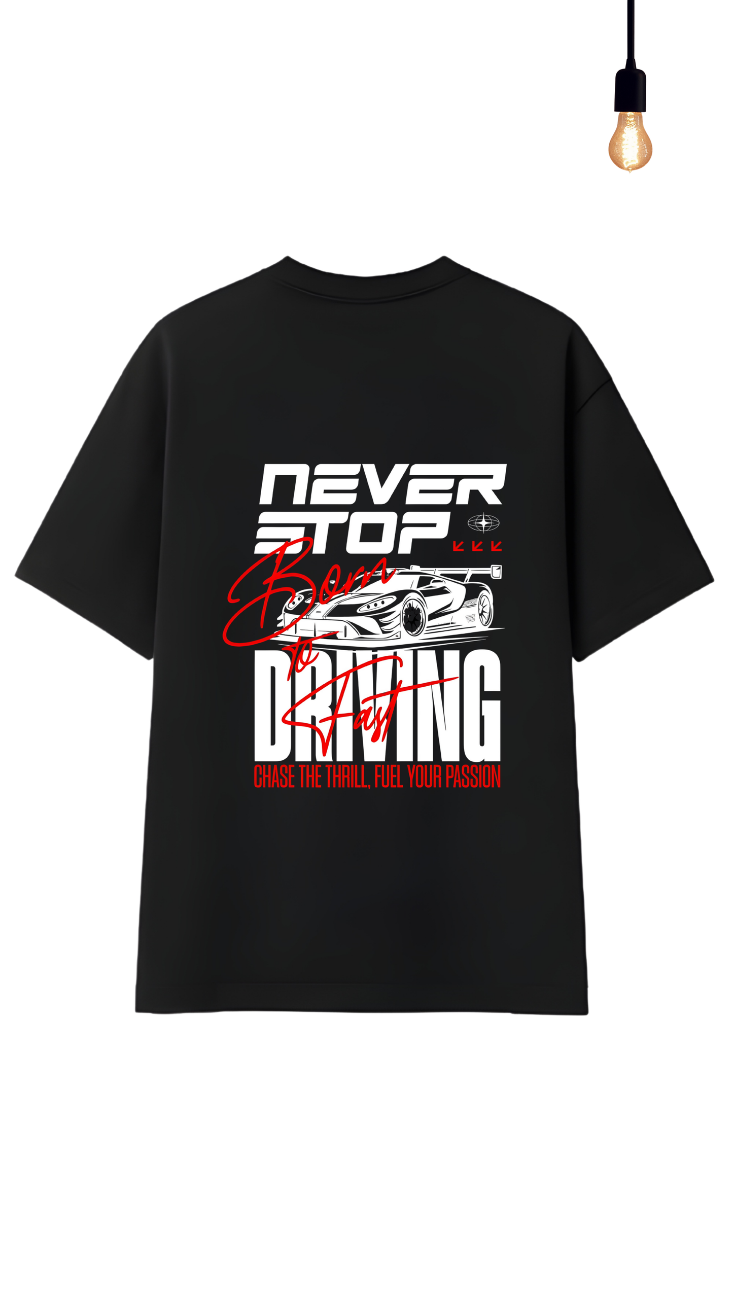 “Born to Drive Fast” Racing Graphic  Relaxed Fit Drop Shoulder Tee-DARKWYN Originals