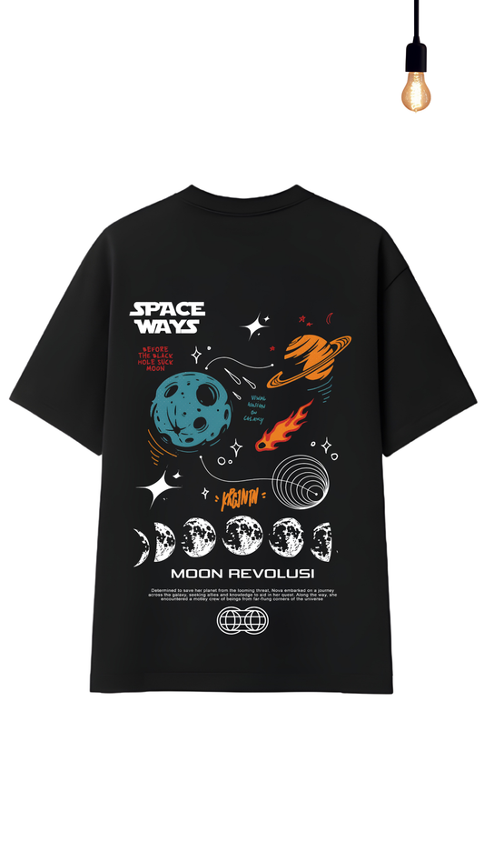 “Space Ways – Moon Revolusi” Graphic Relaxed Fit Drop Shoulder Tee - DARKWYN Originals