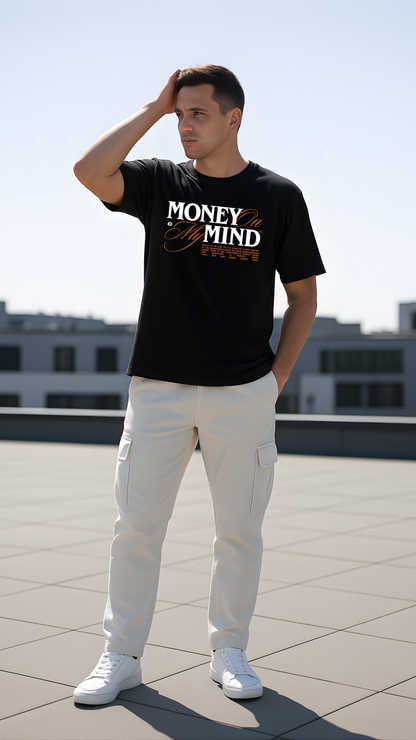 “Money on My Mind / Never Be My Rival” Graphic Relaxed Fit Drop Shoulder Tee- DARKWYN Originals