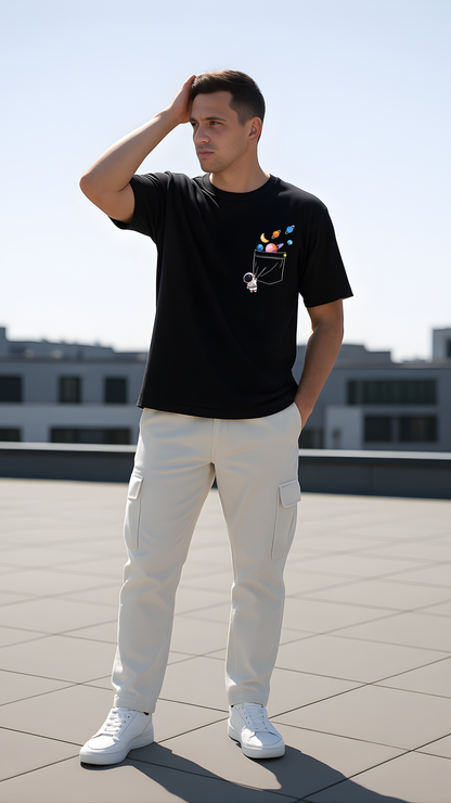 “Space Ways – Moon Revolusi” Graphic Relaxed Fit Drop Shoulder Tee - DARKWYN Originals